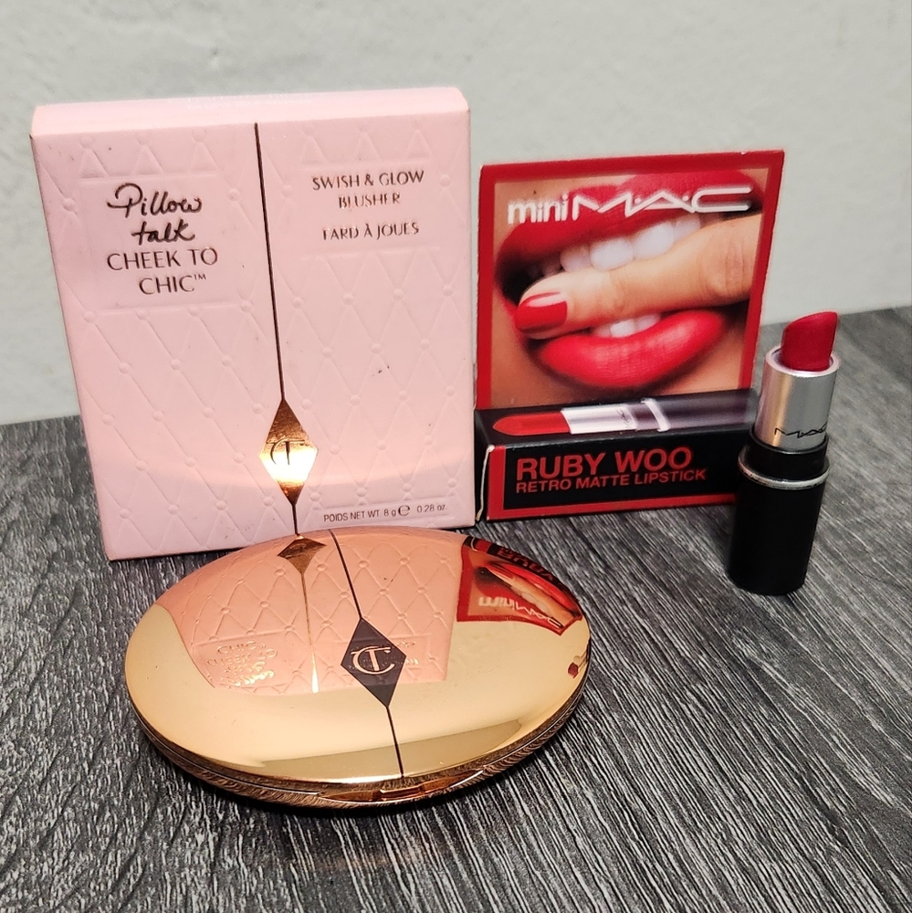 Charlotte Tillbury powder and Mac lipstick